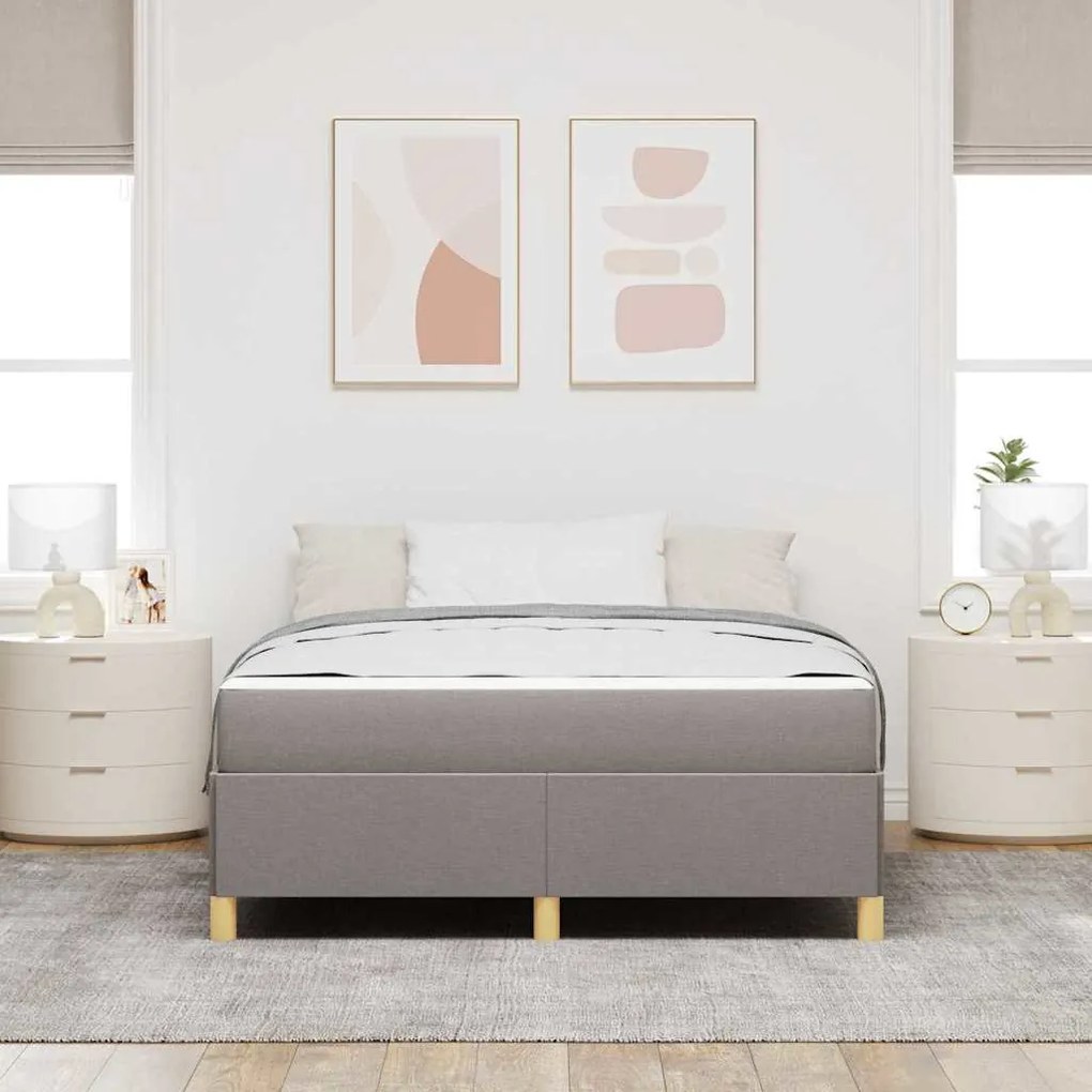 Cama Box Outros Taupe e Branco 140 x 190 cm tecido