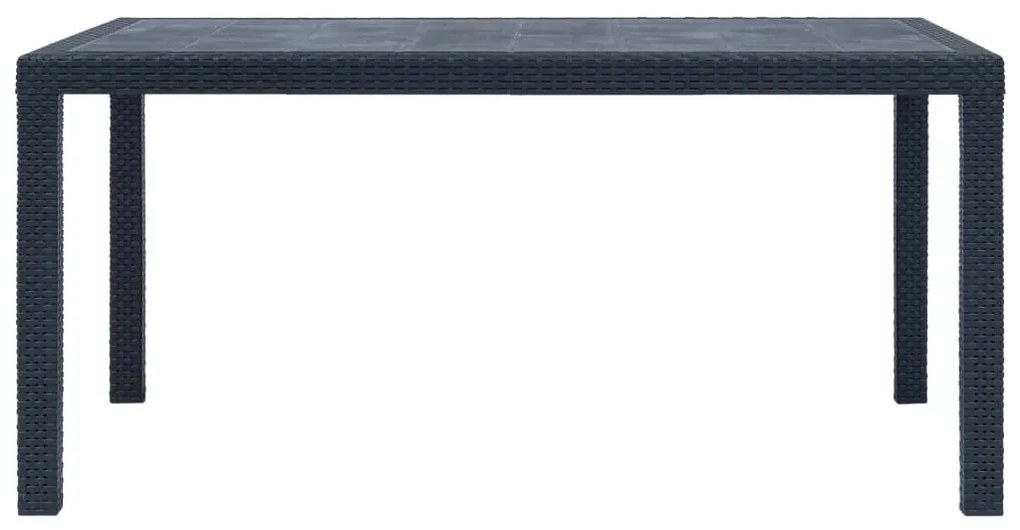 Mesa jardim 150x90x72 cm plástico antracite com aspeto de vime