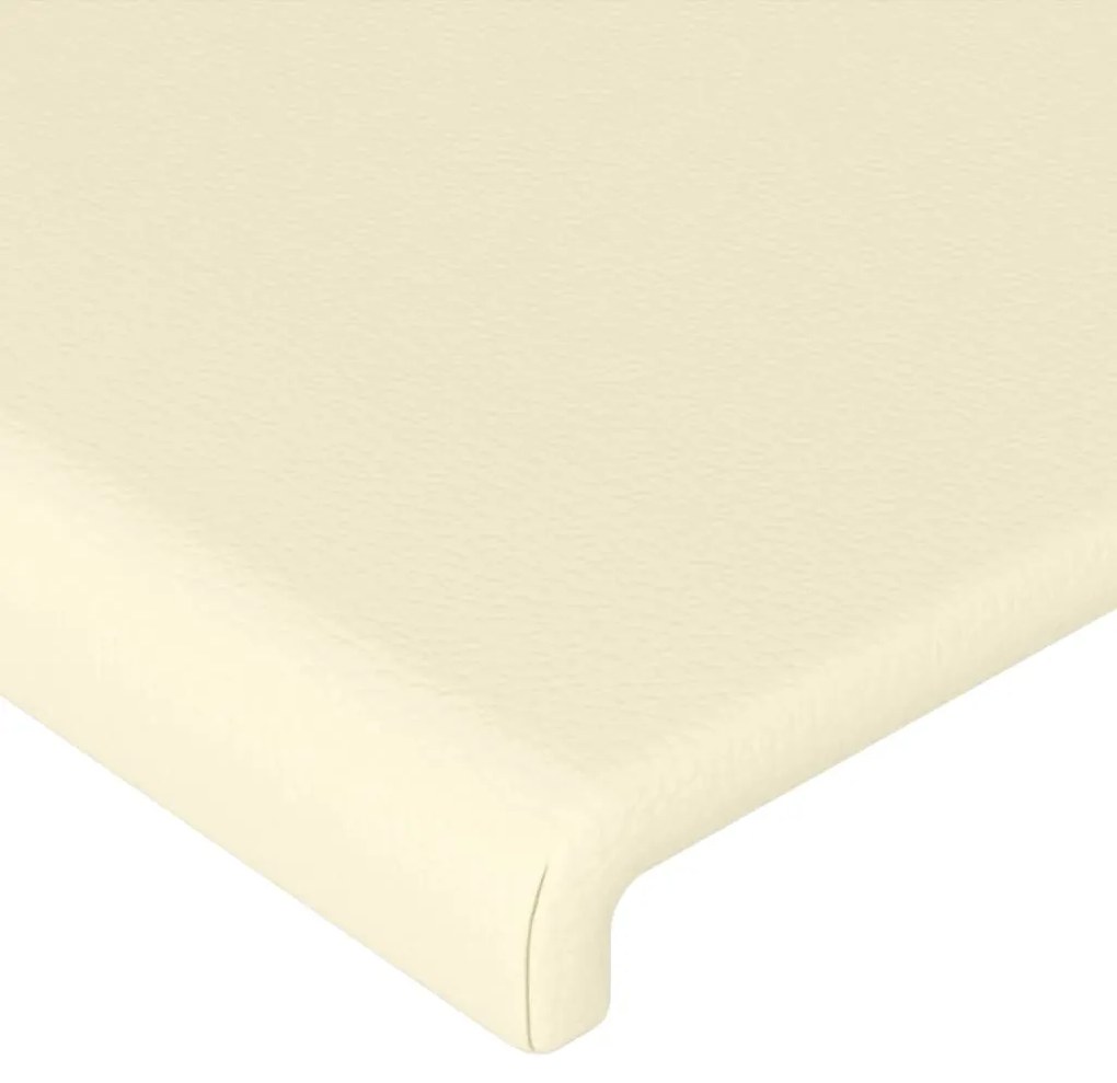 Cabeceira cama c/ LED 147x16x118/128 cm couro artificial crème