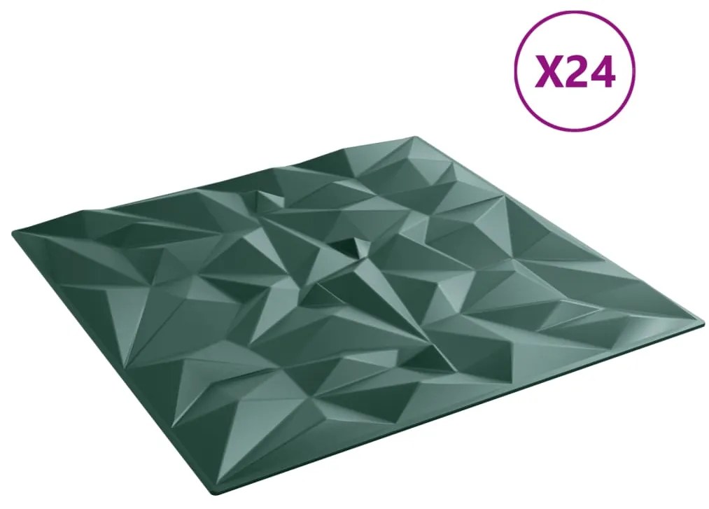 Painéis de parede 24 pcs 50x50 cm 6 m² XPS ametista verde