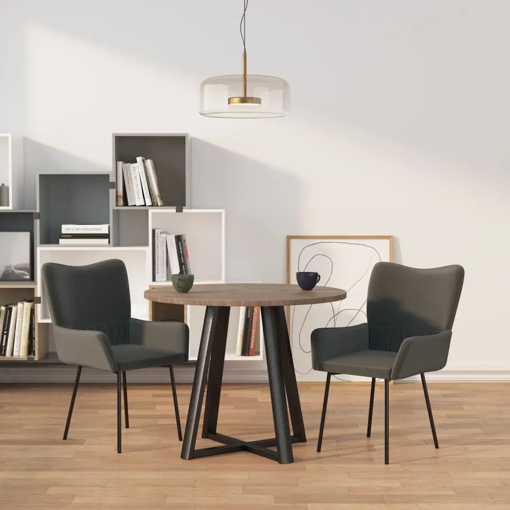 344887 vidaXL Cadeiras de jantar 2 pcs veludo cinzento-escuro