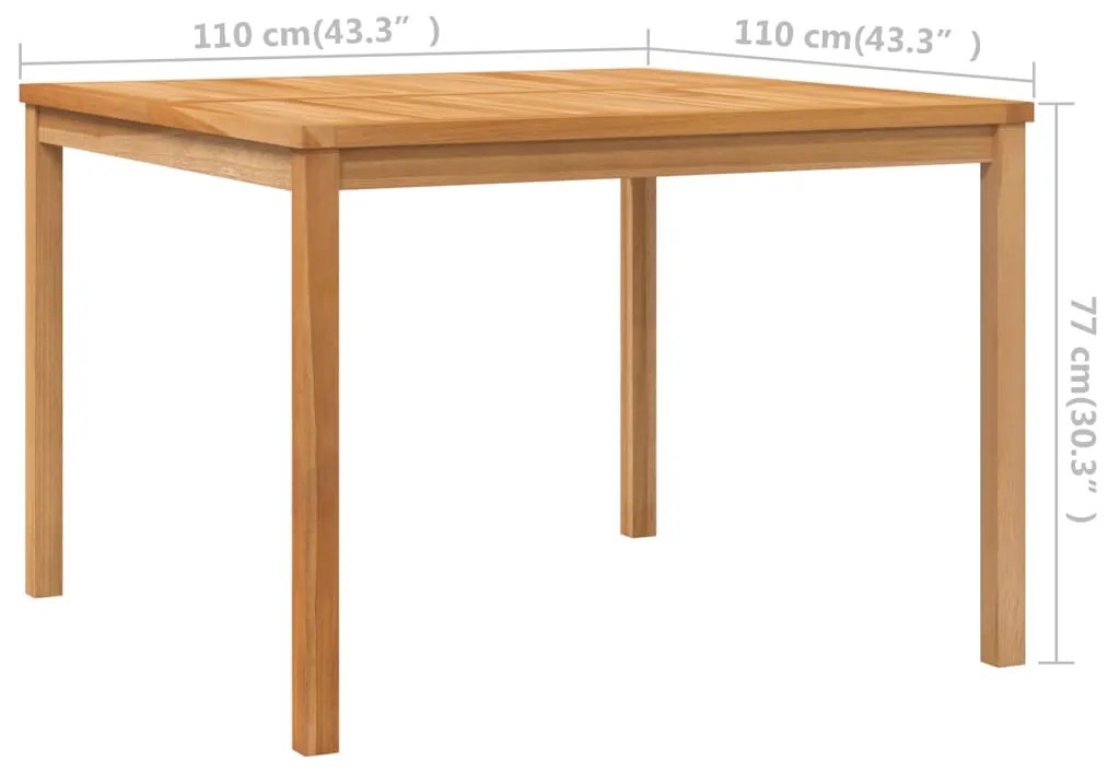 Mesa de jantar p/ jardim 110x110x77 cm madeira de teca maciça