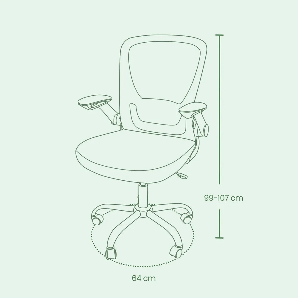 Cadeira de escritório com revestimento em malha e apoio lombar almofadado bege