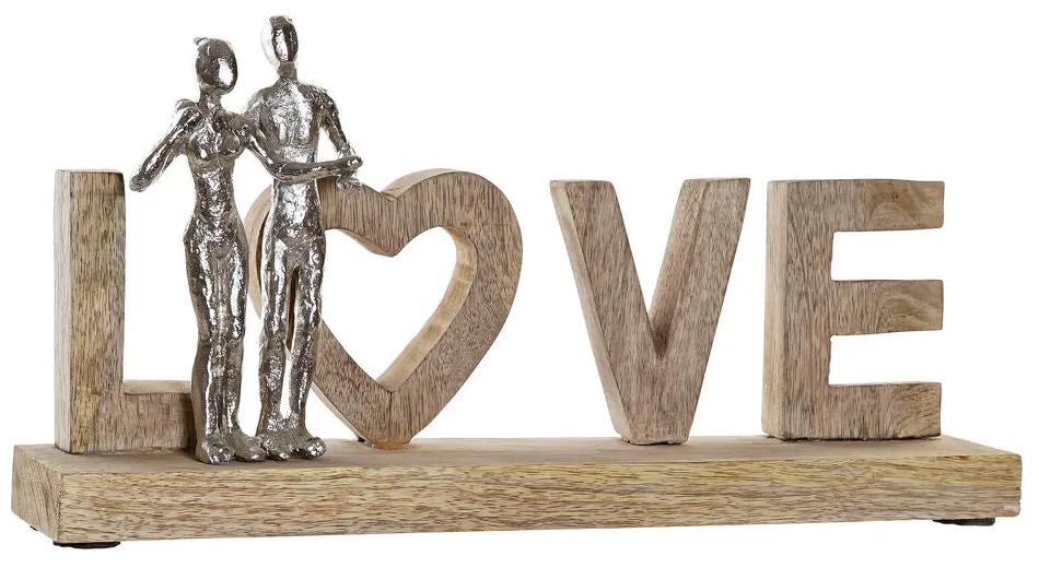 Figura Decorativa DKD Home Decor Love Prateado Alumínio (40,5 x 7,5 x 20 cm)