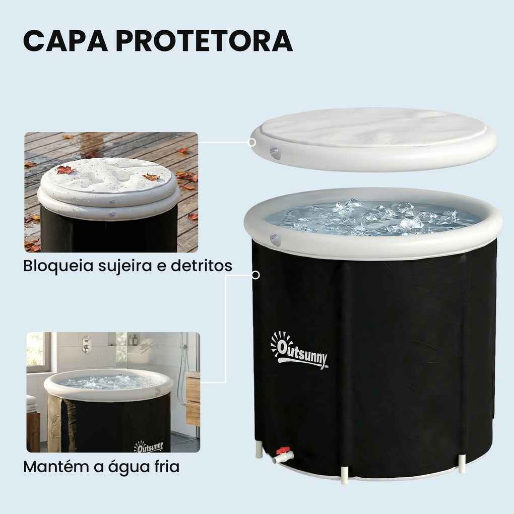 Banheira de Gelo 280L Insuflável Portátil para Recuperação de Atletas com Tampa e Bomba Ø78x71 cm