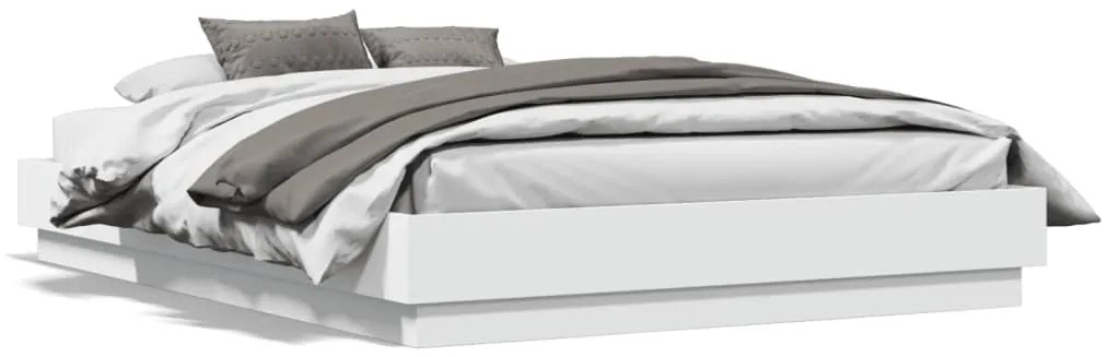 vidaXL Estrutura de cama com luzes LED 120x190 cm branco