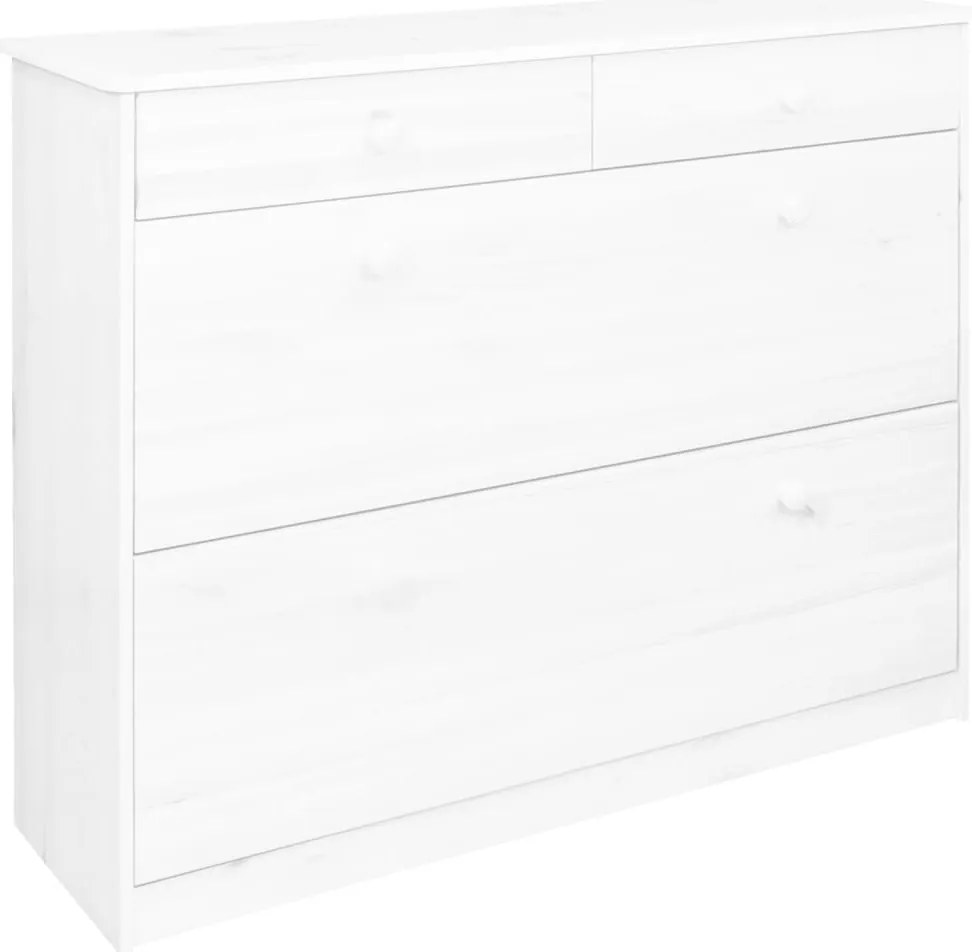 vidaXL Sapateira com 2 compartimentos 113x35x89 cm pinho maciço branco