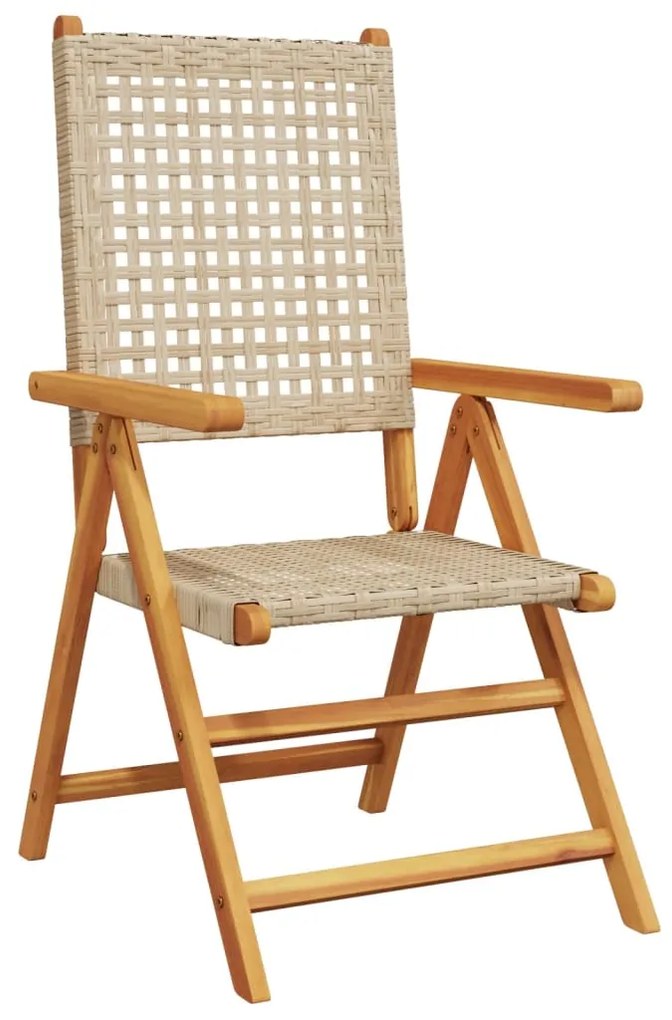 7pcs conjunto de jantar p/ jardim vime PE/ madeira maciça bege