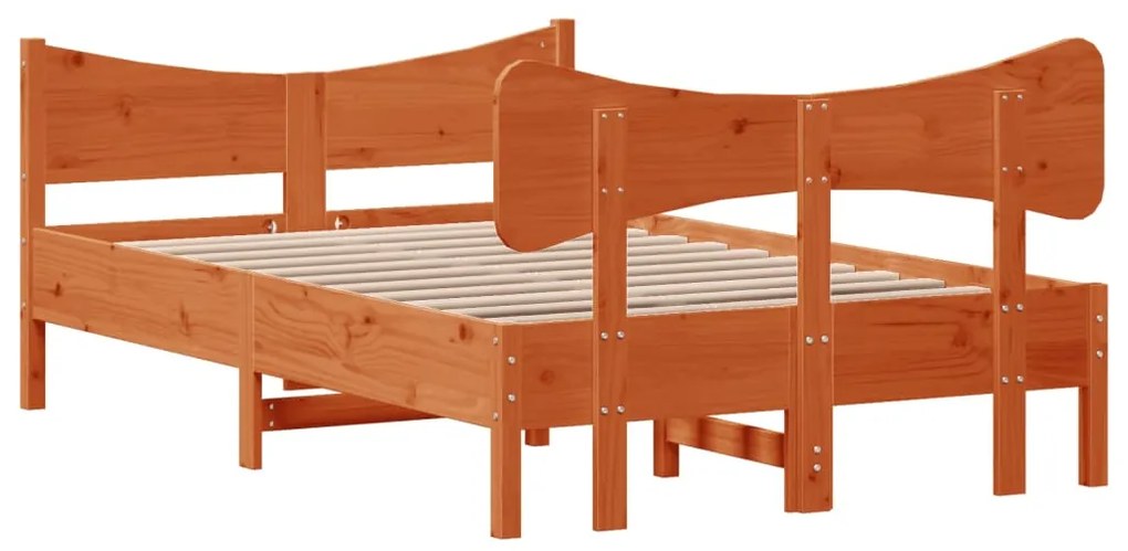 Cama sem colchão 120x190 cm madeira pinho maciça castanho-mel
