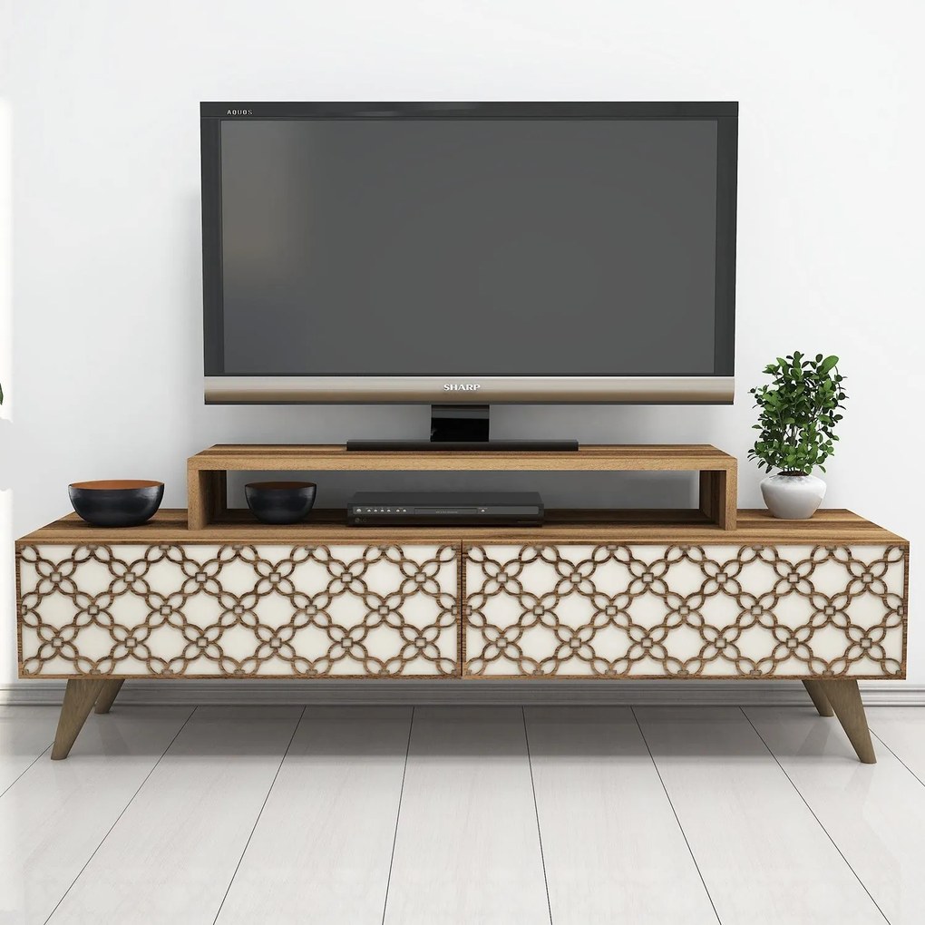 Móvel para TV City – Walnut e Creme – 140 cm x 48,8 cm x 41,8 cm
