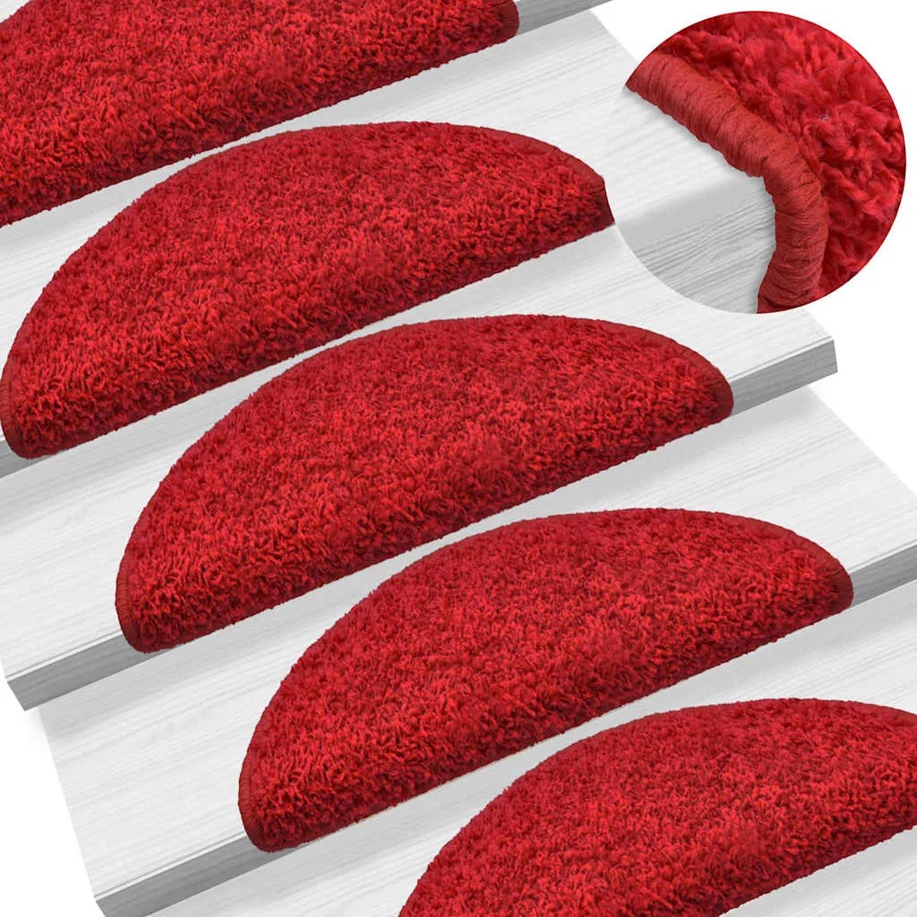 Tapetes de escadas 30 pcs 65x21x4 cm vermelho