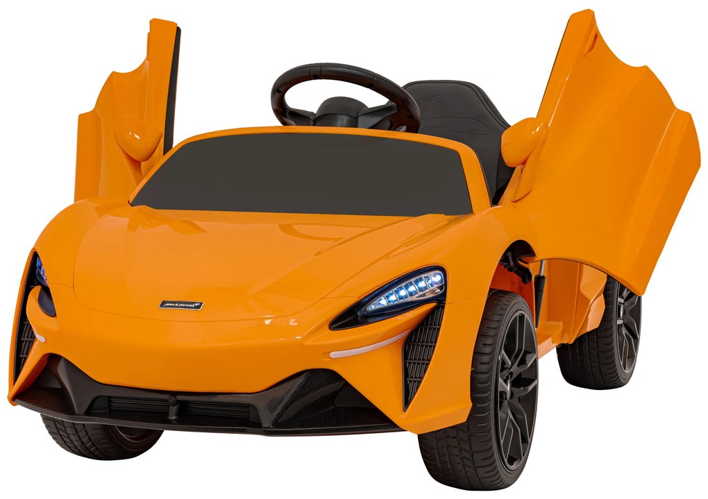 Carro elétrico para Crianças 12V 4x4 Mclaren Artura Rodas de EVA, Assento de couro Laranja