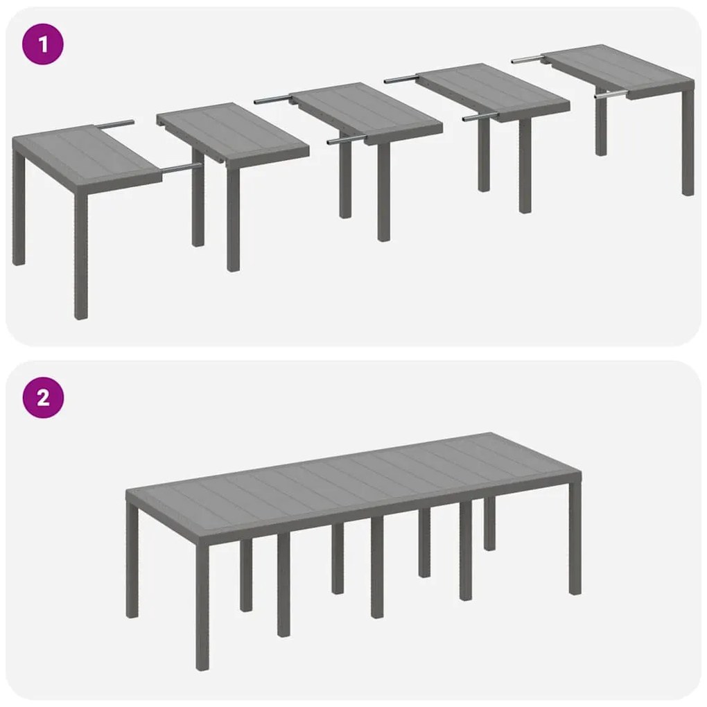 Conjunto de Jantar ao Ar Livre 9 pcs Branco 250 x 100 x 73 cm