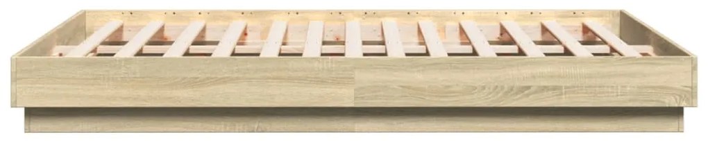 Estrutura de cama com luzes LED 160x200 cm carvalho sonoma