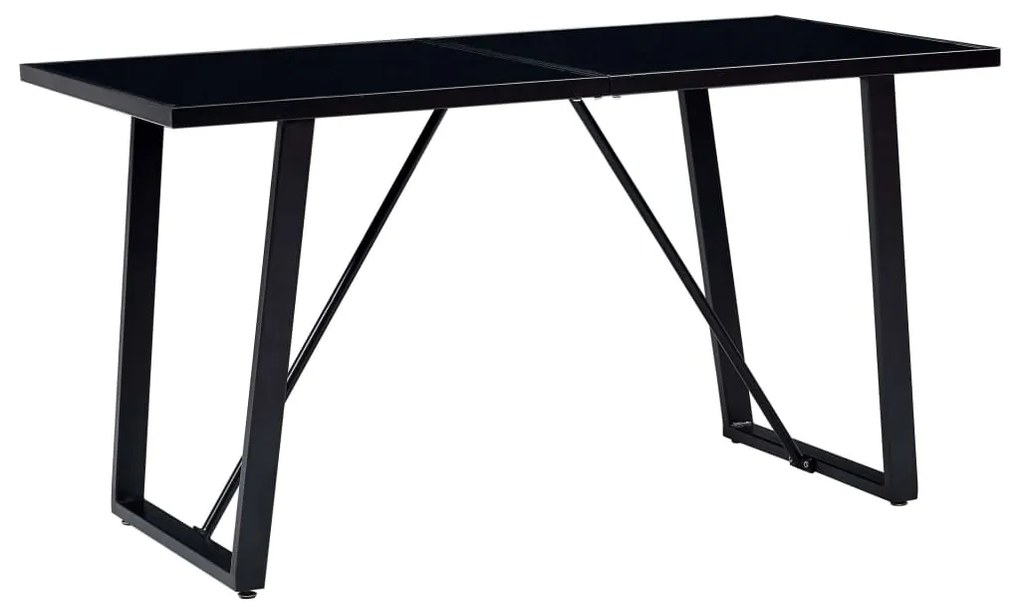 vidaXL Mesa de jantar 160x80x75 cm vidro temperado preto