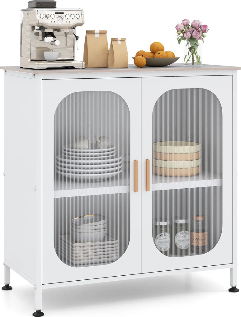 Aparador de Cozinha, 83 x 42 x 85,5 cm, Prateleira Regulável, Branco