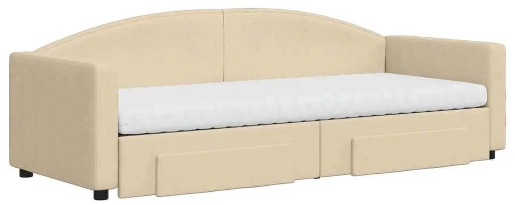Sofá-cama com gavetão e gavetas 80x200 cm tecido cor creme