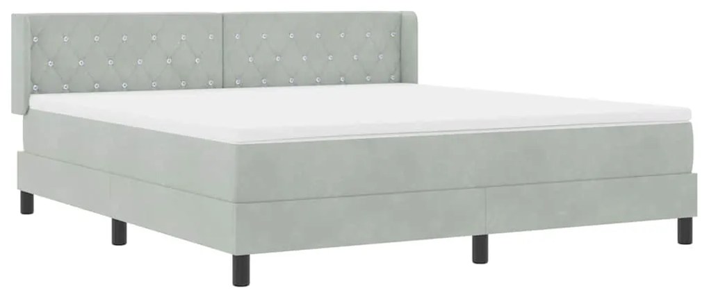 Camaspring vidaXL com colchão Cinza claro 180x200 cm Veludo