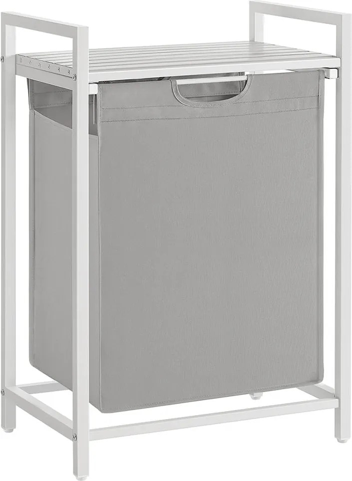 Cesto para roupa suja 65 L,  50,1 x 33,1 x 72,1 cm com prateleira em tecido Oxford cinzento