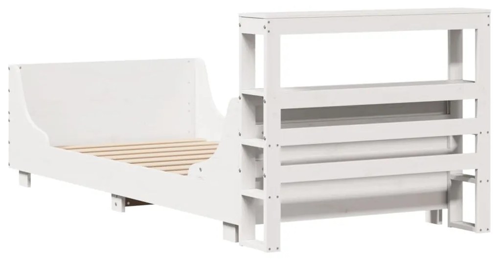 Cama sem colchão 90x200 cm madeira de pinho maciça branco