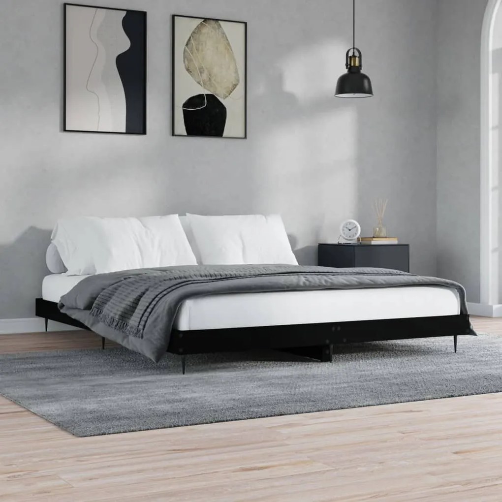 vidaXL Estrutura de cama 150x200 cm derivados de madeira preto