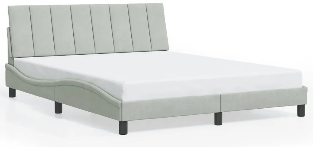 Estrutura de cama c/ luzes LED 160x200 cm veludo cinzento-claro