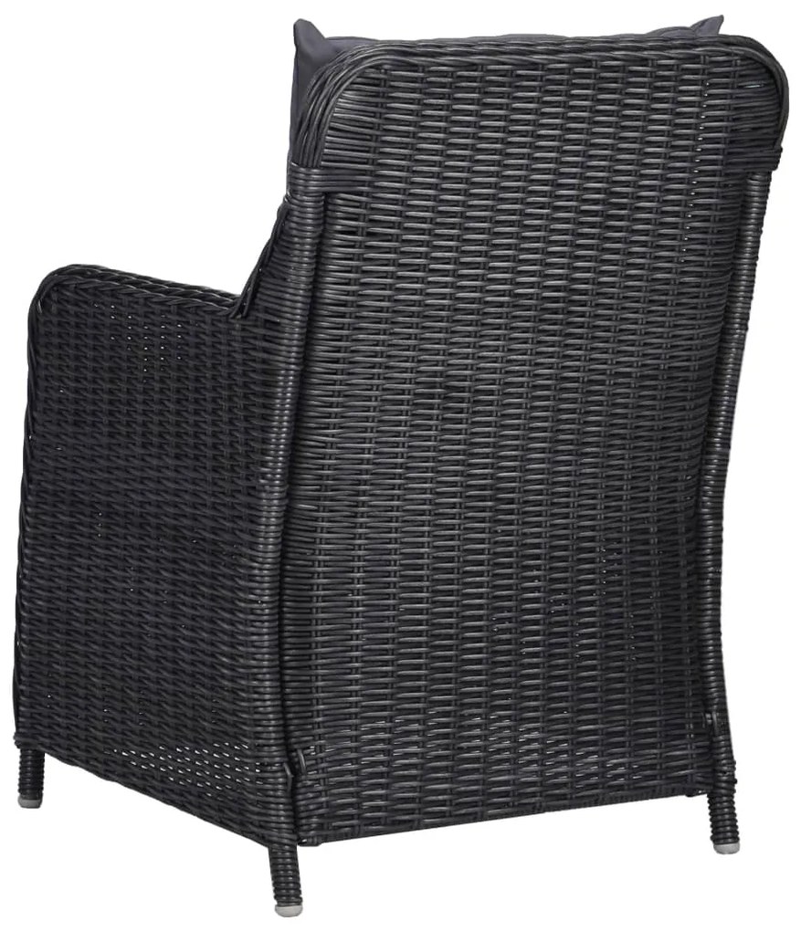 3 pcs conjunto de jantar para jardim preto