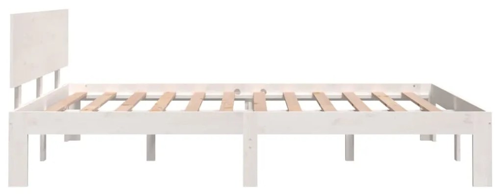 Estrutura de cama casal 135x190 cm madeira maciça branco