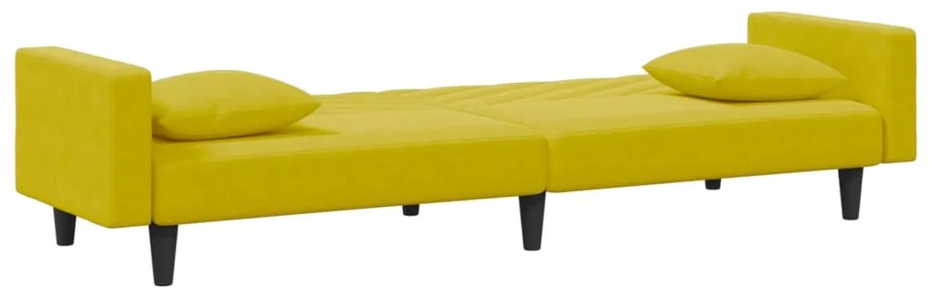 2 pcs conjunto de sofás com almofadas veludo amarelo