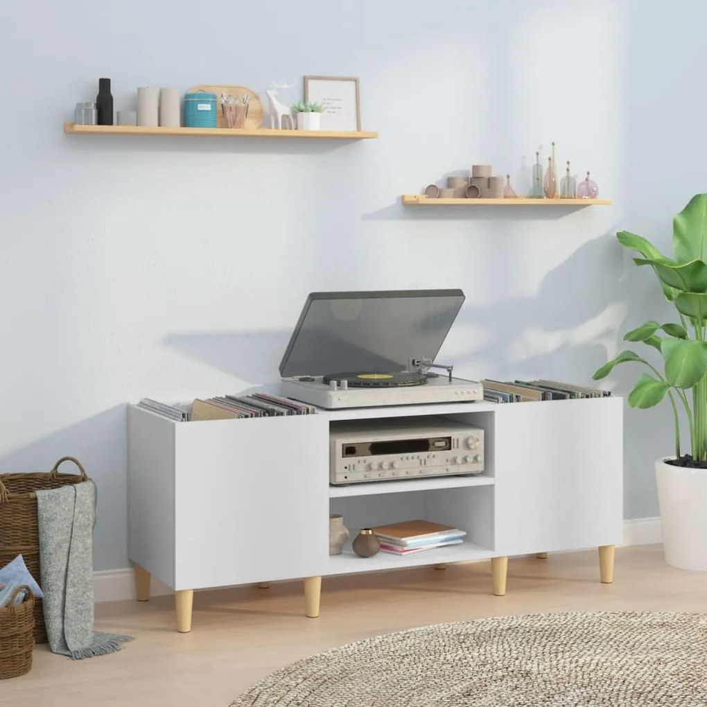 vidaXL Armário para discos 121x38x48 cm derivados de madeira branco