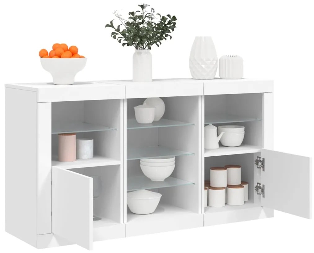 vidaXL Aparador com luzes LED 123x37x67 cm branco