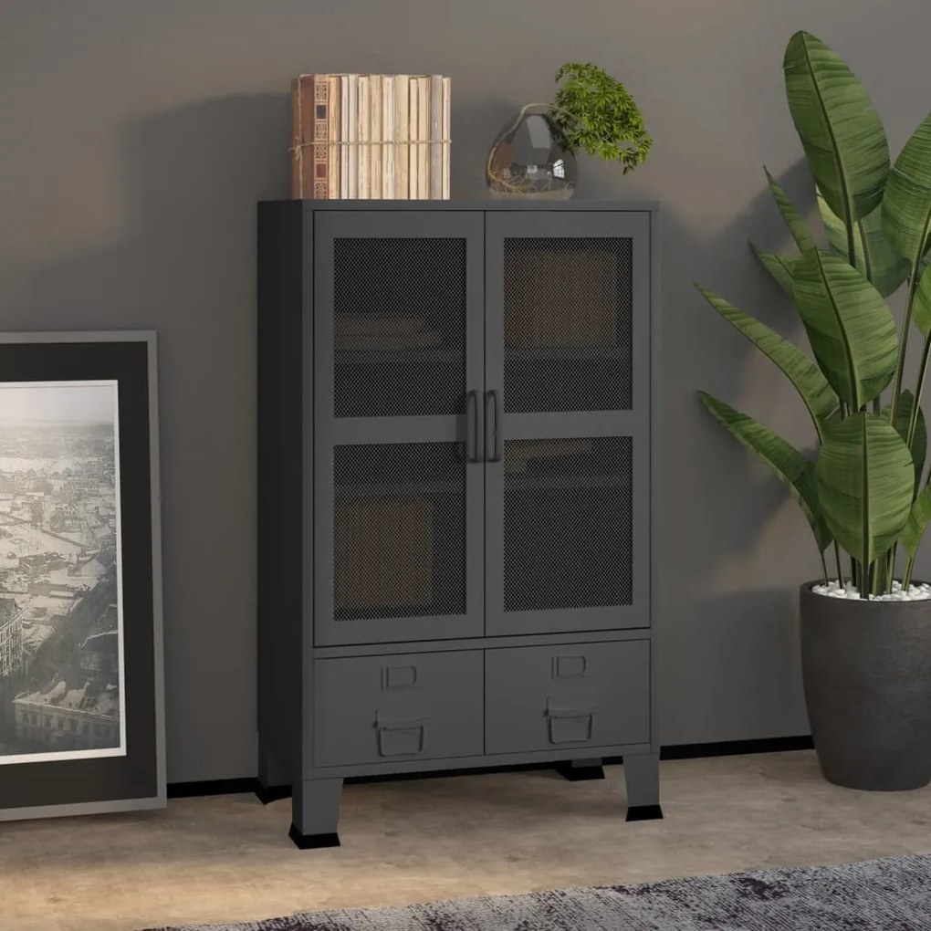 339623 vidaXL Aparador de arrumação industrial 70x40x115 cm metal antracite