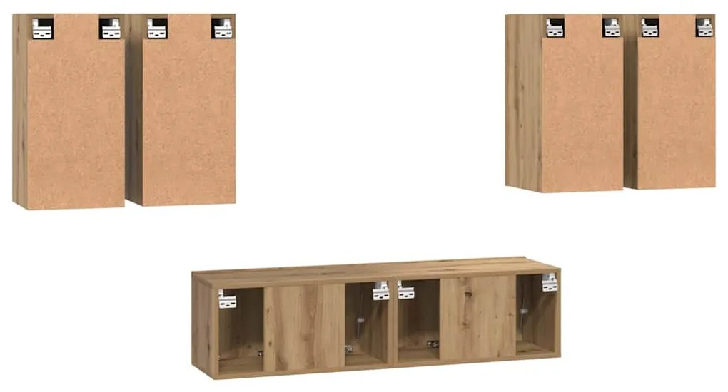Conjunto de móvel de TV com prateleira 6 pcs carvalho artisiano