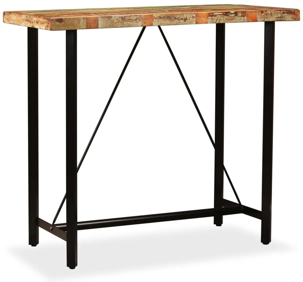Mesa de bar em madeira reciclada maciça 120x60x107 cm