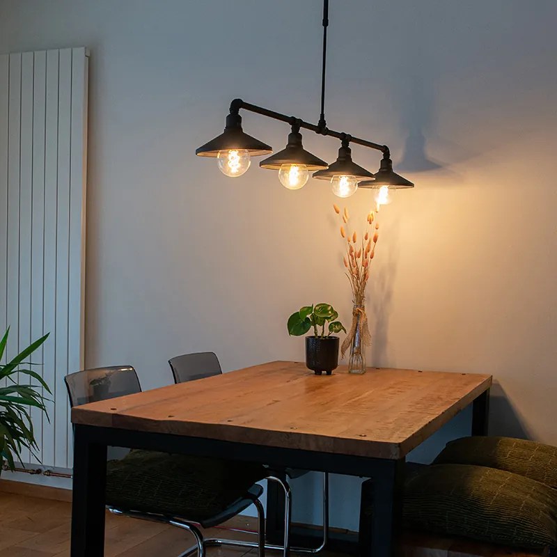 Candeeiro de suspensão industrial preto - 4 Laser