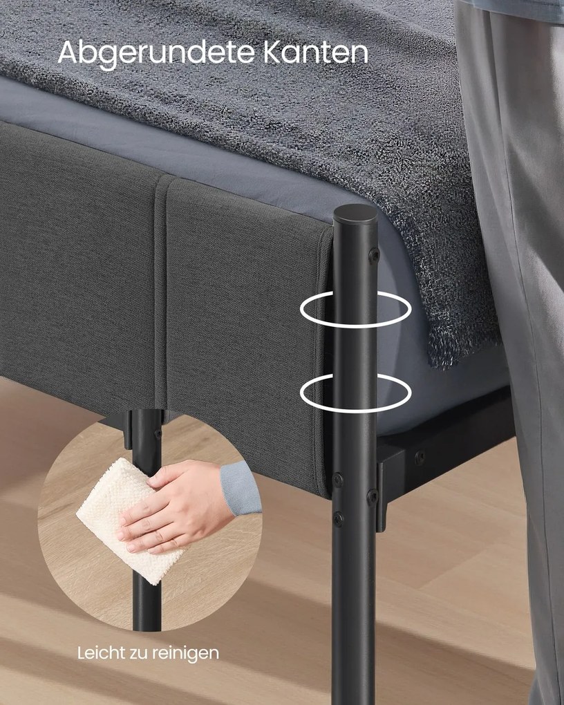 Estrutura de cama 90 x 200 cm (COLCHÂO NÃO INCLUIDO)  com estrado ripas de aço cinza ardósia