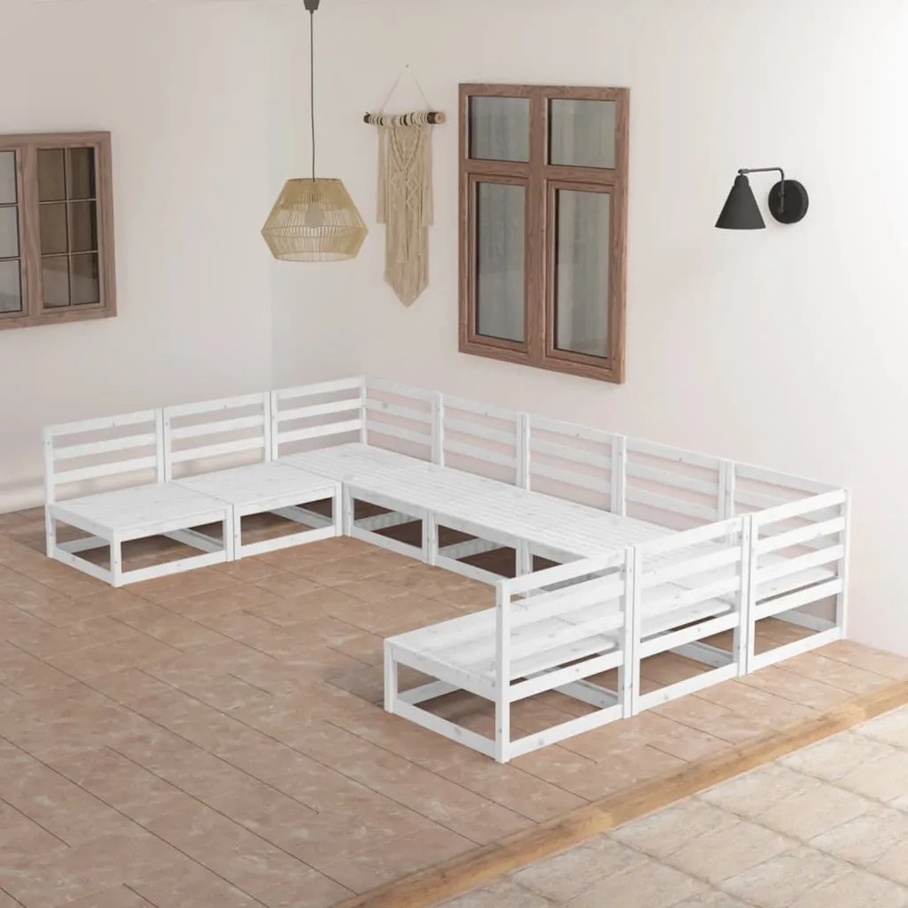 9 pcs conjunto lounge de jardim pinho maciço