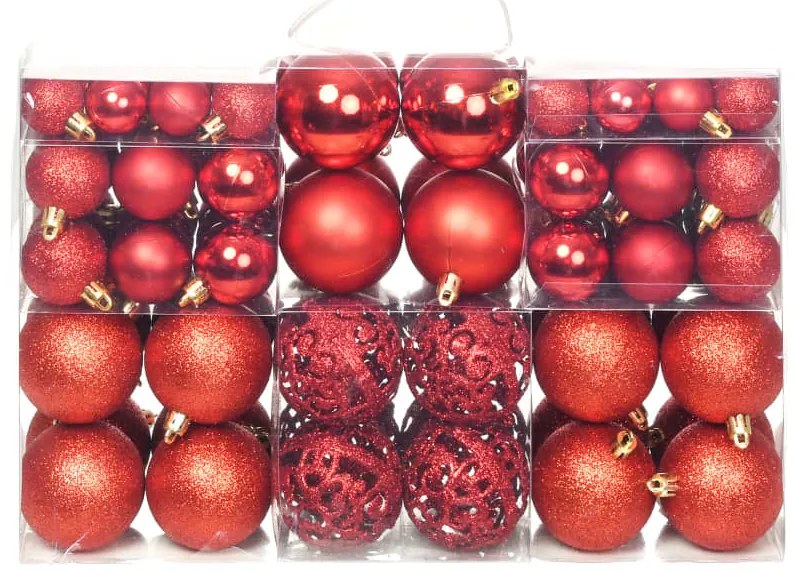 Conjunto de bolas de natal 100 pcs 3/4/6 cm vermelho