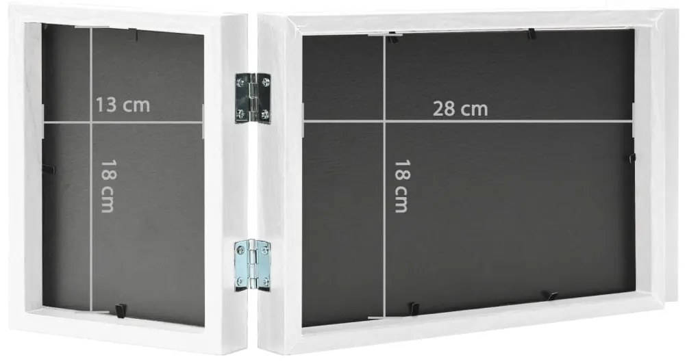 Moldura com três dobras 28x18 cm+2x(13x18 cm) branco