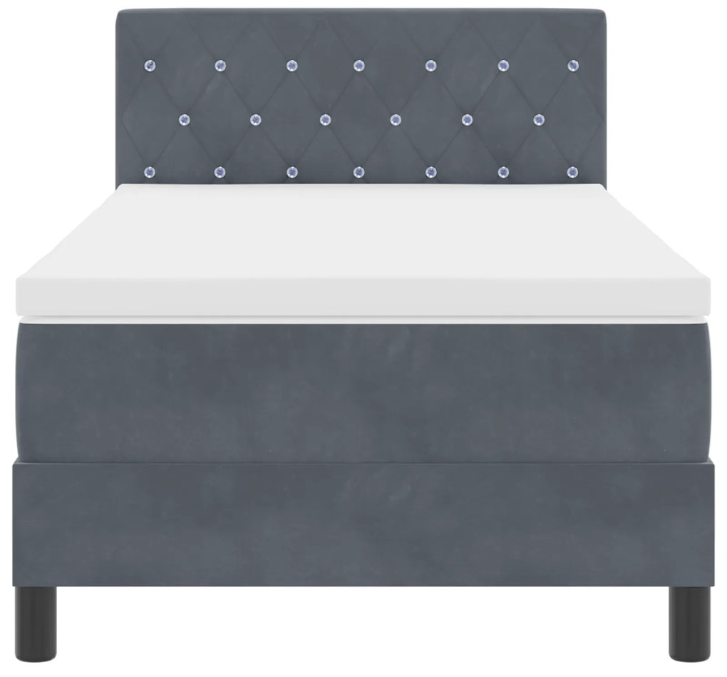 Cama Box Spring com Colchão vidaXL Cinza Escuro 100x200 cm Veludo