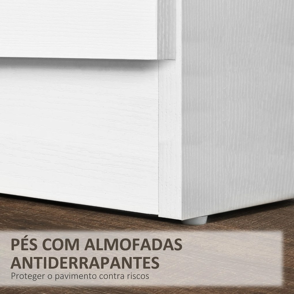 Mesa de Cabeceira Moderna Mesa de Cabeceira com 3 Gavetas e Puxadores de Alumínio para Dormitório 40x35x58 cm Branco