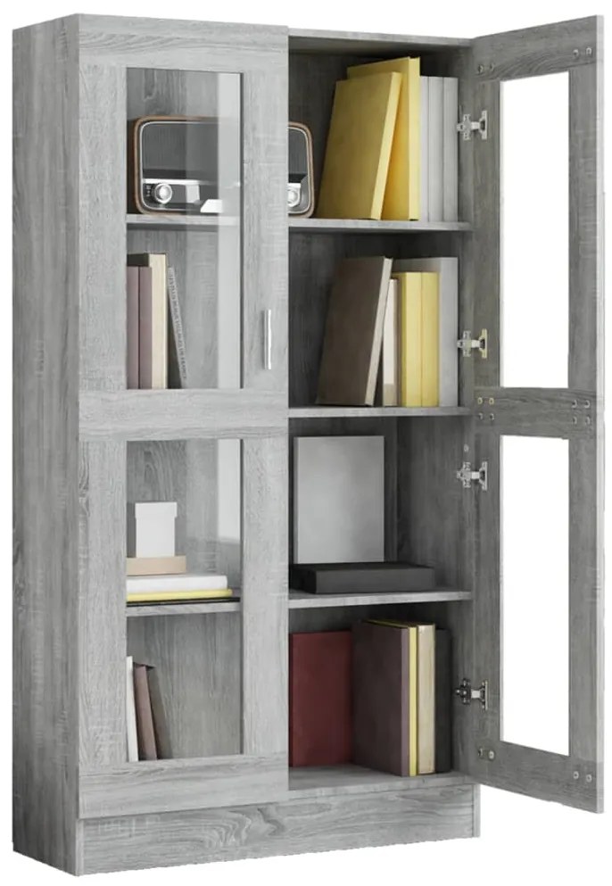 Vitrine 82,5x30,5x150 cm derivados de madeira cinzento sonoma