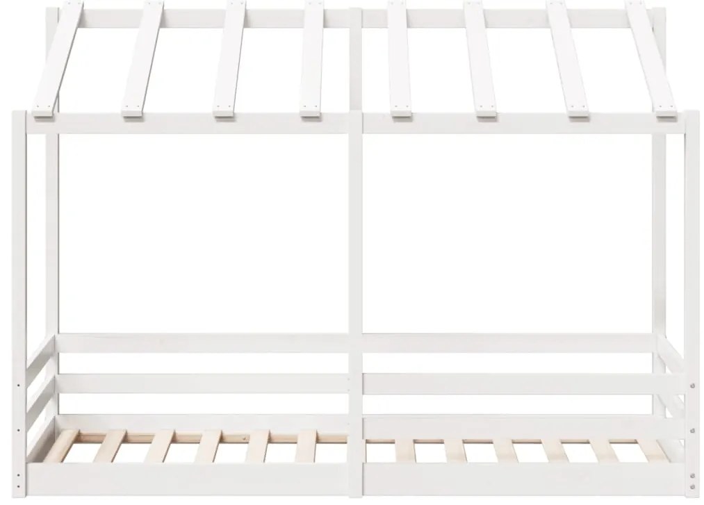 Cama infantil com telhado 90x190 cm pinho maciço branco