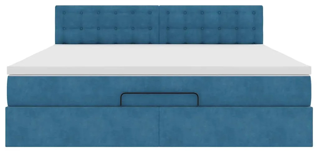 Estrutura de cama otomana com colchão 160x200 cm azul escuro