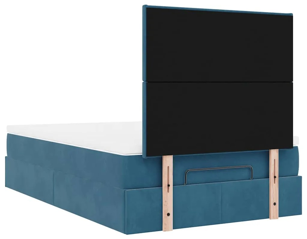 Estrutura cama otomana colchões 120x200cm veludo azul escuro