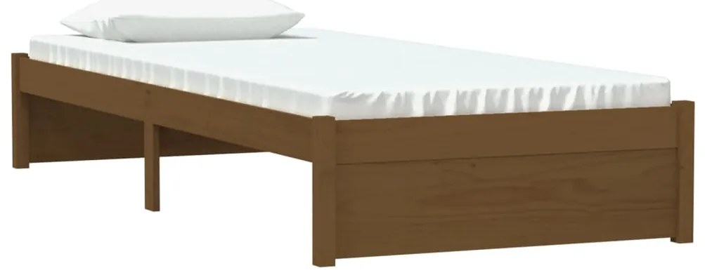 Estrutura cama pequena solteiro 75x190 cm madeira castanho mel