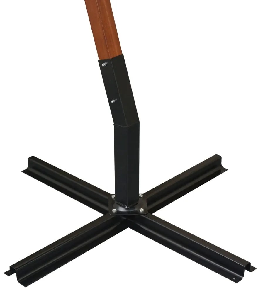 Guarda-sol suspenso com poste de madeira 350 cm branco