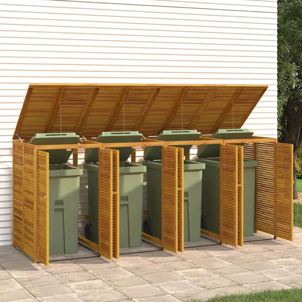 vidaXL Abrigo quádruplo p/ caixote do lixo 280x89x117 cm acácia maciça