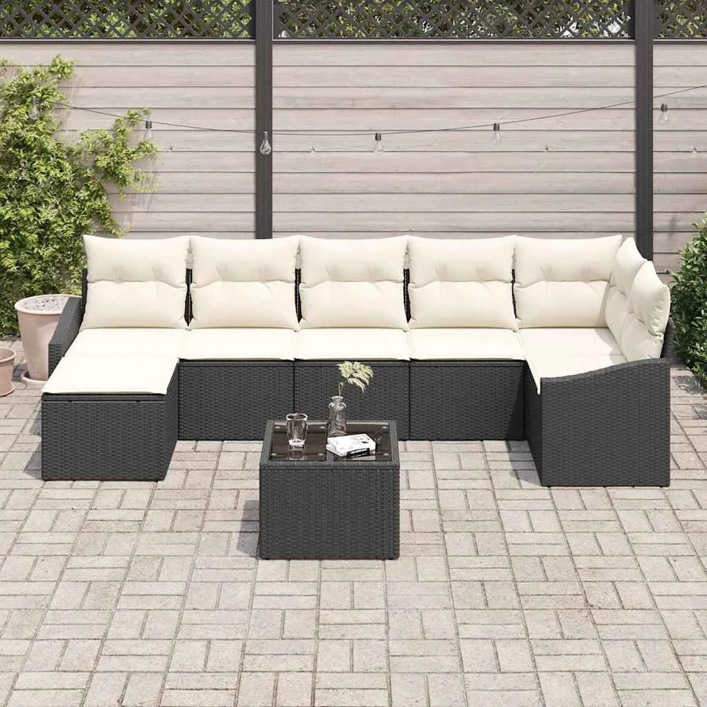 Conjunto de Jantar de Jardim de 7 Peças com Almofadas de Rattan Marrom