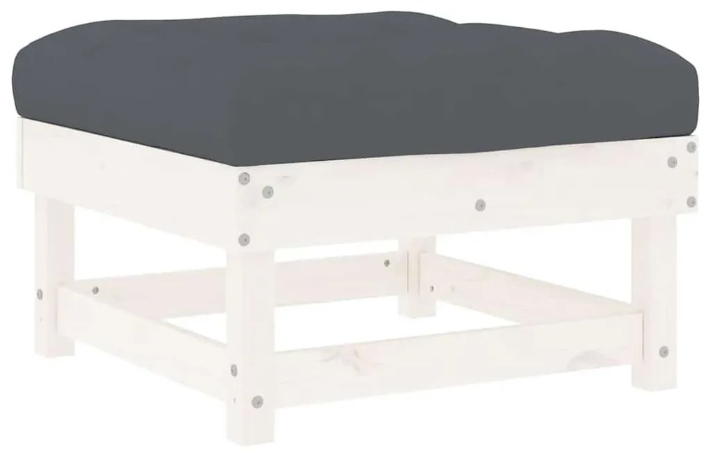 Apoios de pés p/ jardim c/ almofadões 2 pcs pinho maciço branco